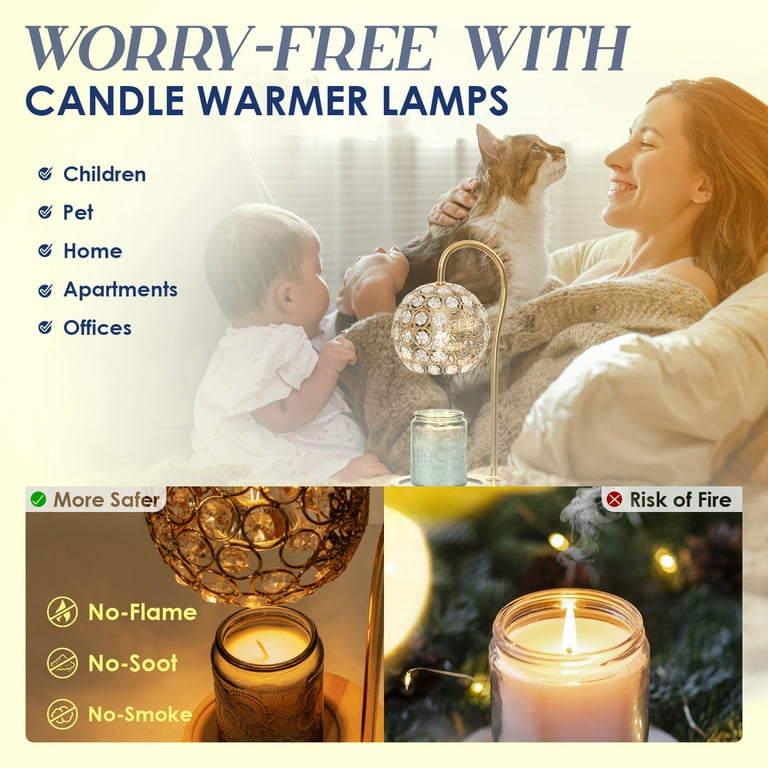 Ceramic Candle Warmer Electric with Safety Timer | 2-in-1 Automatic Plug in Fragrance Warmer for Scented Wax Melts and Jar Candles | Decorative Air