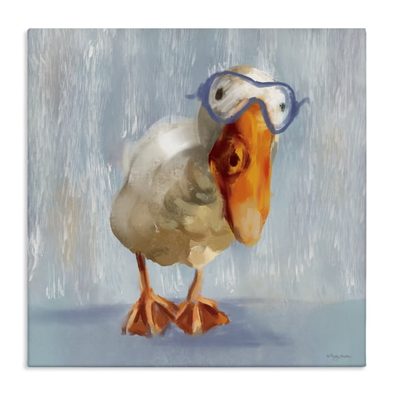 Stupell Industries Goose with Scooba Mask Animals Painting Wrapped Canvas Art Print Wall Art, 17 x 17