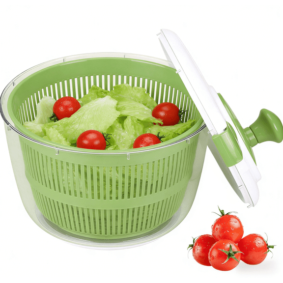 Large 5QT Manual Salad Spinner | Vegetable Dryer with Double-Lock Lid & Handle | Multi-Purpose Fruit & Lettuce Washer