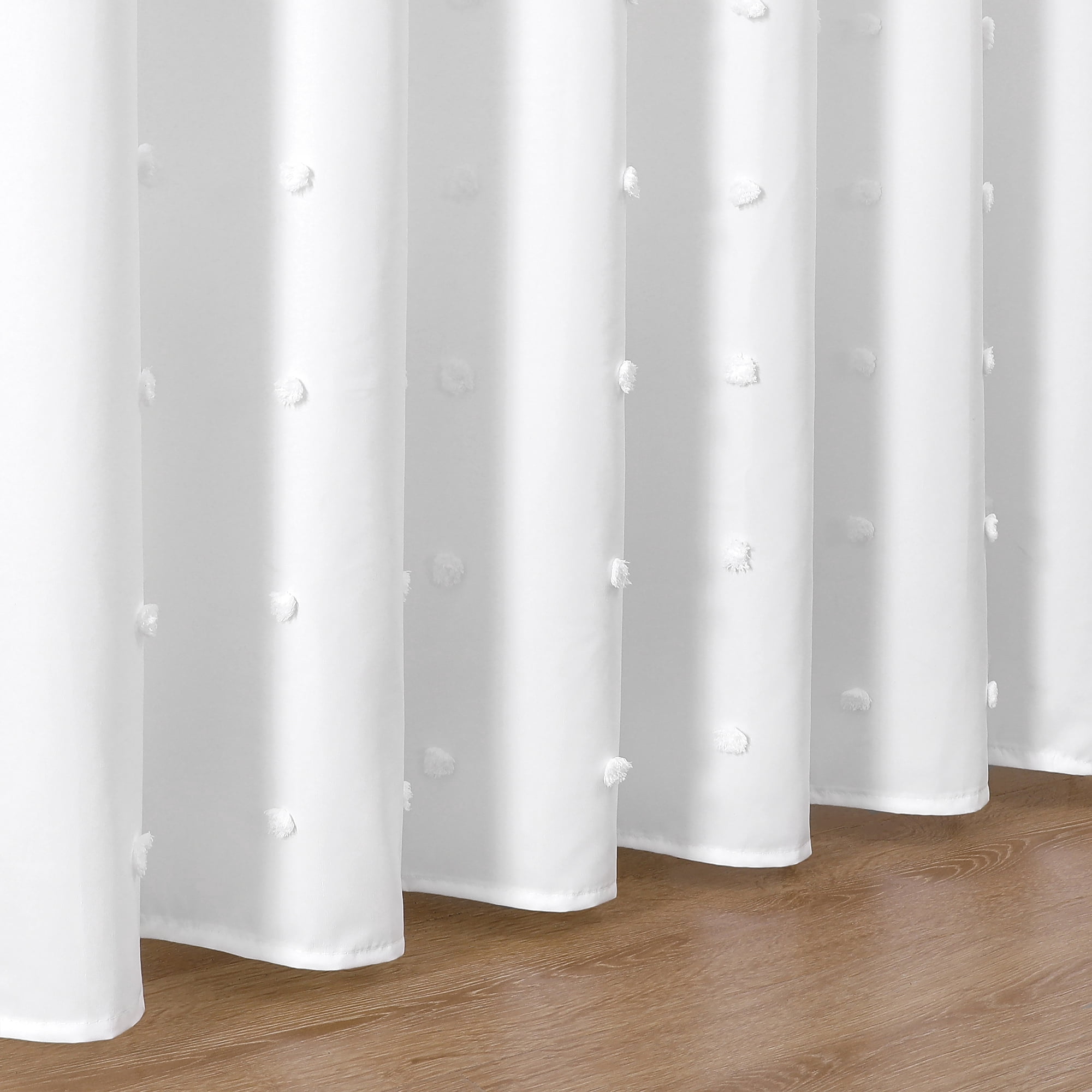 Americanflat 71x71 White Woven Shower Curtain with Tassel And Circle Accents - Includes 12 Grommets and Hooks - 100% Polyester