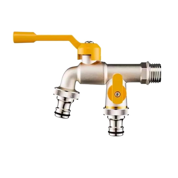 Outdoor Dual-Outlet Faucet, Frost-Proof, Full Brass Body, for Garden Yard, 1/2" Inlet