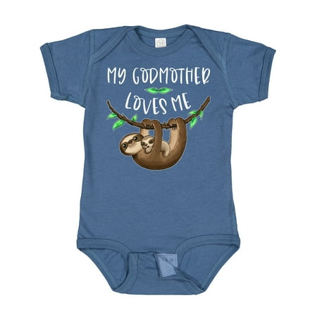 

Inktastic My Godmother Loves Me Cute Sloth and Baby Boys or Girls Baby Bodysuit