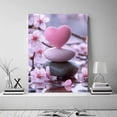 thumbnail image 2 of Mudket Pink Heart Zen Stones with Cherry Blossoms Canvas Wall Art, Framed Ready to Hang, Romantic Floral Spa Wall Decor for Living Room Bedroom Bathroom Office, Calming Nature Print - 12"L x 8"W, 2 of 10
