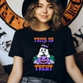 thumbnail image 3 of Trick Or Treat Ghost Shirt Halloween Witch Hat Pumpkin Tee, Ash, Size S, 3 of 6