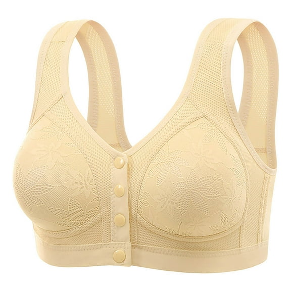 OGLCCG Daisy Bras for Women No Underwire Front Closure Comfort Senior Wireless Snap Closing Bra Solid Color Soft Padding Lift Up Bra