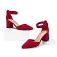 thumbnail image 2 of LuckLilac Women's Pointed Toe Pumps Block Heel Ankle Strap Adjustable Buckle Heels sandals Dress Shoes for Casual Party Daily Wear, 2 of 6