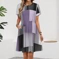 thumbnail image 2 of Modern Art Purple Grey Geometric Dress Fashion Beach Short Sleeve Dresses Female Party Printed Sundress, 2 of 7