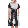 thumbnail image 1 of Balery Cool French Bulldog Wine Vestidos sueltos de manga corta para mujer, vestidos de verano 2025, vestidos casuales de corte A con vuelo., 1 of 6