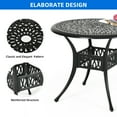thumbnail image 6 of Dextrus 35 Inch Patio Dining Table, Cast Aluminum Round Outdoor Table with Umbrella Hole for Patio, Backyard, Deck, Black, 6 of 9