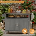 thumbnail image 3 of LAZZO Outdoor Grill Cart with Storage Cabinet, 43.3" Kitchen Island Station with Stainless Steel Top, Gray, 3 of 10
