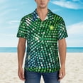 thumbnail image 2 of Fuzoiu Green Disco Lights Print Hawaiian Shirt for Men, Summer Beach Casual Short Sleeve Button Down Shirts, Men’s Beach Summer Shirts with Pocket,Medium, 2 of 7
