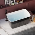thumbnail image 6 of 49" x 28" Acrylic Freestanding Soaking Bathtub, Square-shape Japanese Soaking Hot Tub, Sit-In Design with Chrome Overflow and Drain, Glossy Black, 6 of 9