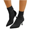 thumbnail image 7 of Quaouag Stretch Pointed Toe Sock Booties Mid-Calf Ankle Boot Stiletto Heel Boots for Women, 7 of 7