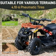 36V Electric 500W Motor 4‑Wheeler with Dual Shock Absorber Suspension, IVFJFV 4‑wheel Off‑Road Tires & Anti‑Collision Safety Flag for Age 8‑14 for Backyard Leisure & Rough Ground Trips,Red