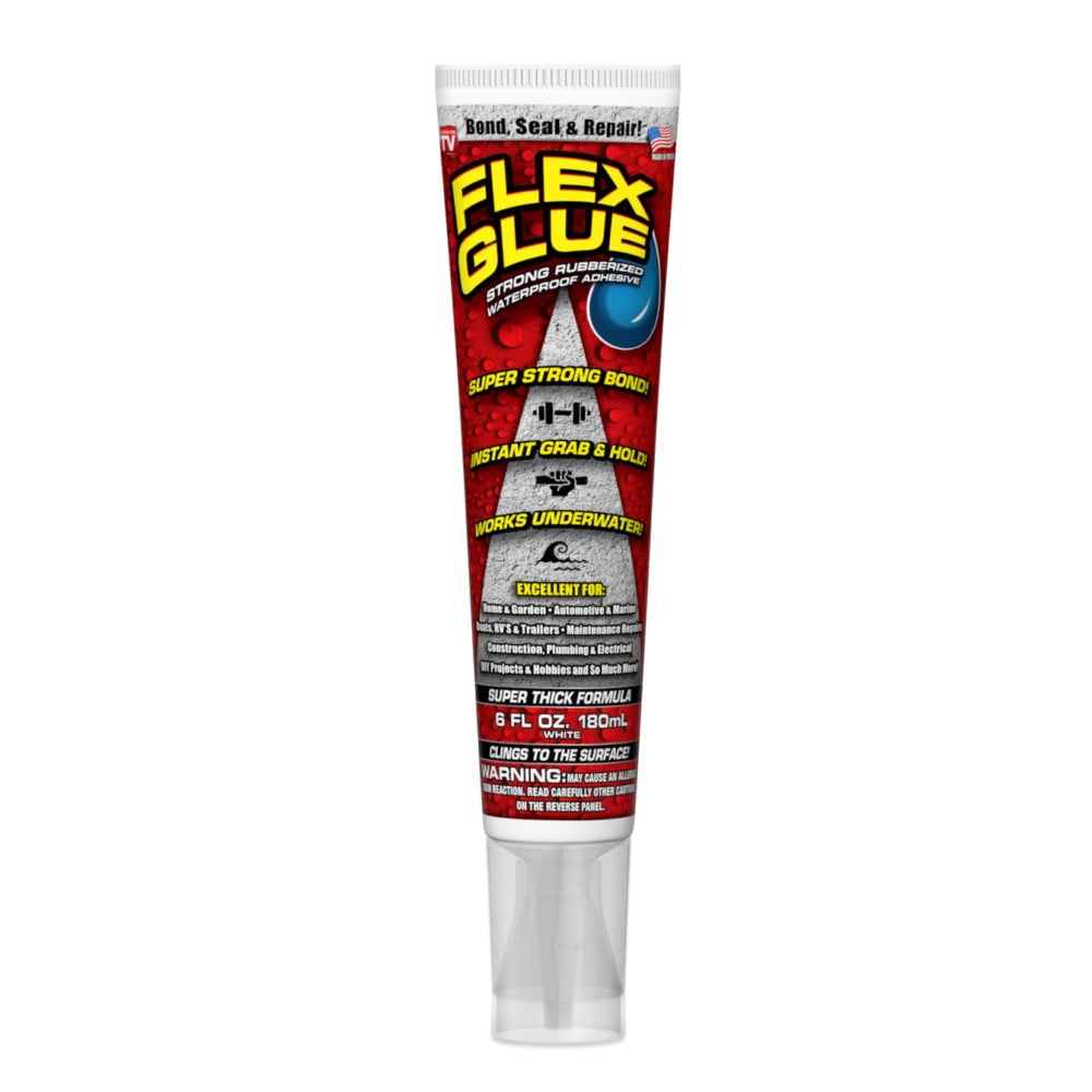 Flex Seal Flex Glue Strong Rubberized Waterproof Adhesive, 6 oz, White