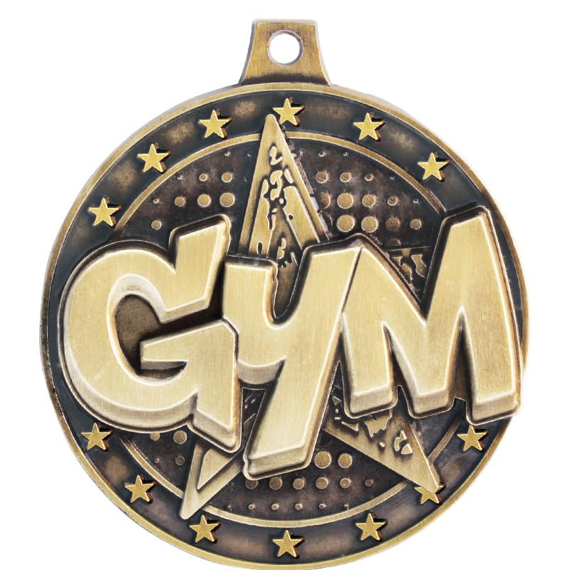 Gym Star Medals, 2" Gold Diecast Gym Star Medal Award 100 Pack