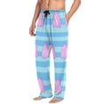 thumbnail image 5 of Pink Cloud Stripes Men's Lightweight Pajama Bottoms Stretch Elastic Waist Side Pockets Spring Fall, 5 of 7
