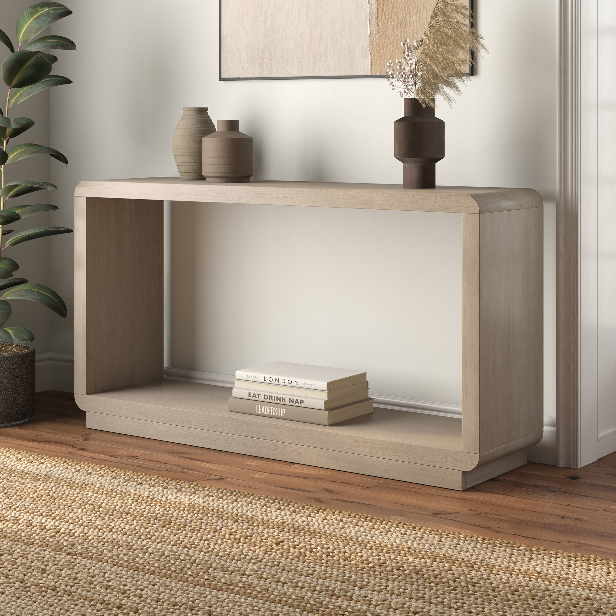 Evelyn&Zoe Modern/Contemporary 55" Wide Alder White Console Table