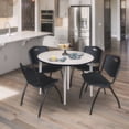 thumbnail image 2 of Regency Kahlo 36 in. Round Breakroom Table- Maple Top, Chrome Base & 4 M Stack Chairs- Black, 2 of 8