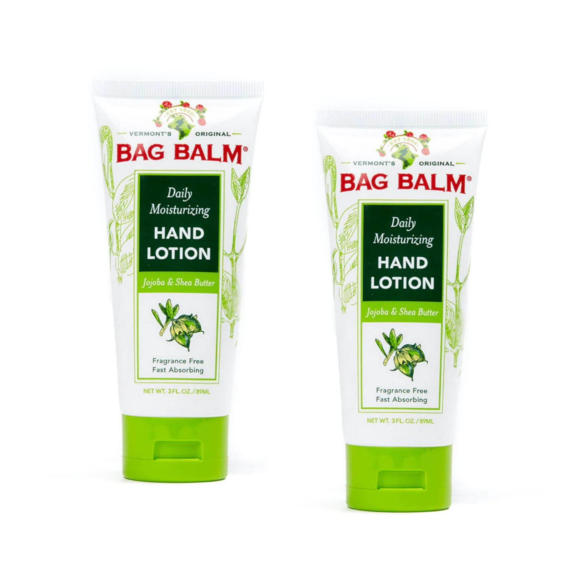 Bag Balm Daily Moisturizing Hand Lotion Jojoba Shea Butter Fragrance Free Fast Absorbing 3 fl oz (Pack of 2)