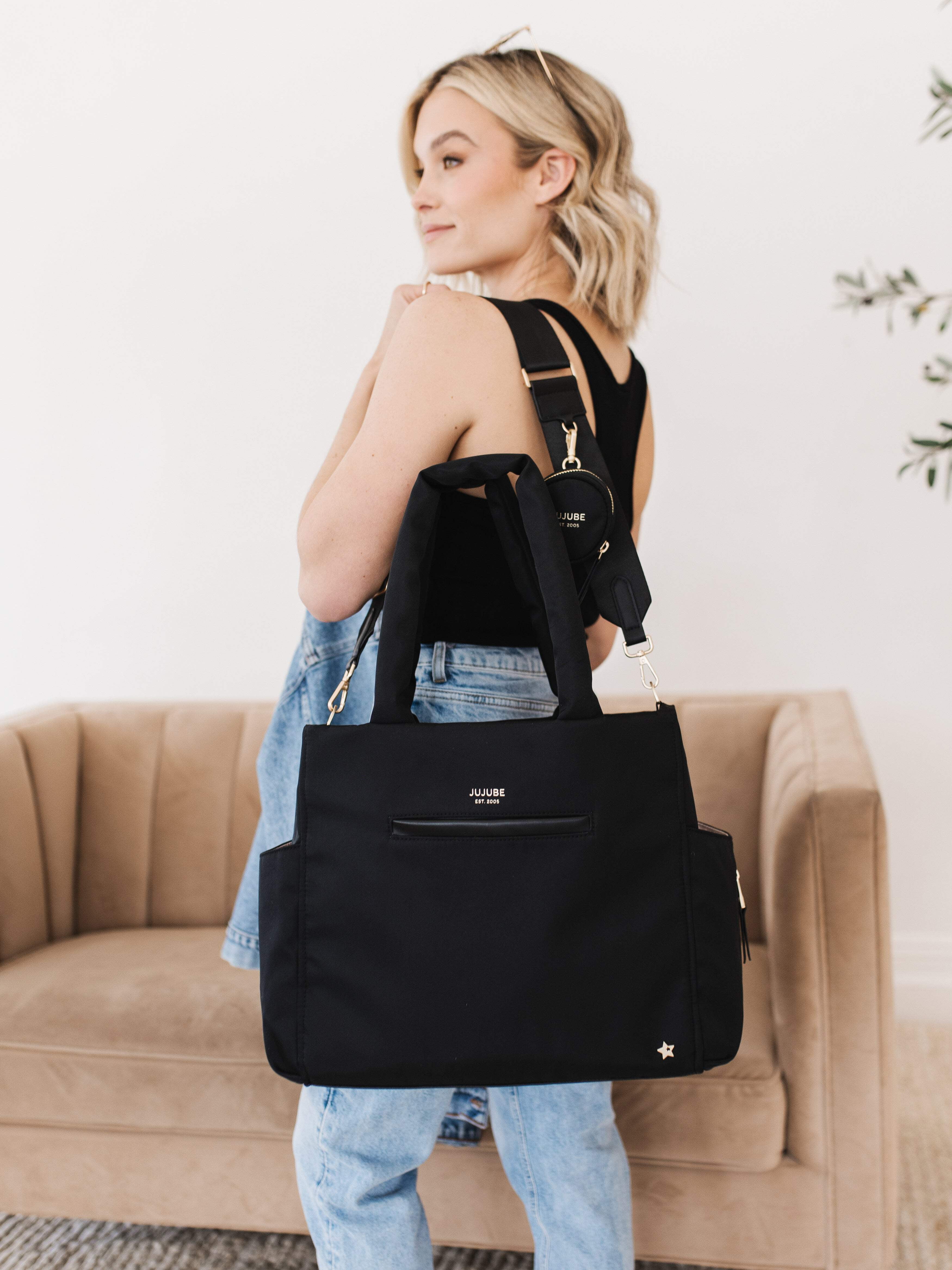 JuJuBe Signature Large Utility-Strap Tote Diaper Bag - Black