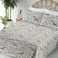 thumbnail image 3 of Ambesonne Birds and Nature Fitted & Flat Sheet with Shams 4 Pcs Set, Wings and Flowers, King, Pale Pink Almond Green, 3 of 5