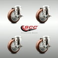 thumbnail image 2 of 4 Inch 316SS Maroon Polyurethane Wheel Swivel Bolt Hole Caster Set with Brake, 2 of 2