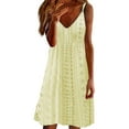 thumbnail image 2 of Baqcunre Maxi Dresses for Women 2024 Women's Summer Hollow Jacquard V Neck Solid Color Sleeveless Casual Dress Dresses for Women 2024 Summer Dresses for Women 2024 Womens Dresses Yellow S, 2 of 4
