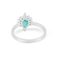 thumbnail image 4 of Pear Teardrop Art Deco Ring Paraiba Tourmaline CZ 925 Sterling Silver Size 10, 4 of 7