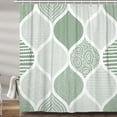thumbnail image 3 of Green and Grey Shower Curtain, Mint Green Retro Bohemian Geometric Fabric Shower Curtains Set for Bathroom Decorative, Boho Modern Abstract Paisley Restroom Decor Accessories with Hooks 72X84 Inch, 3 of 6