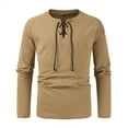 thumbnail image 4 of Men's Gothic Long Sleeve Shirt Retro Lace Up Casual Party Top with Chest Tie Detail for Spring Summer Fall, 4 of 5
