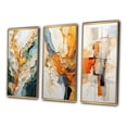 thumbnail image 3 of Designart "Organic Abstraction Orange and White Line Art" Abstract Framed Wall Art Set Of 3 - Orange Line Art Frame Canvas Set For Living Room Decor, 3 of 7