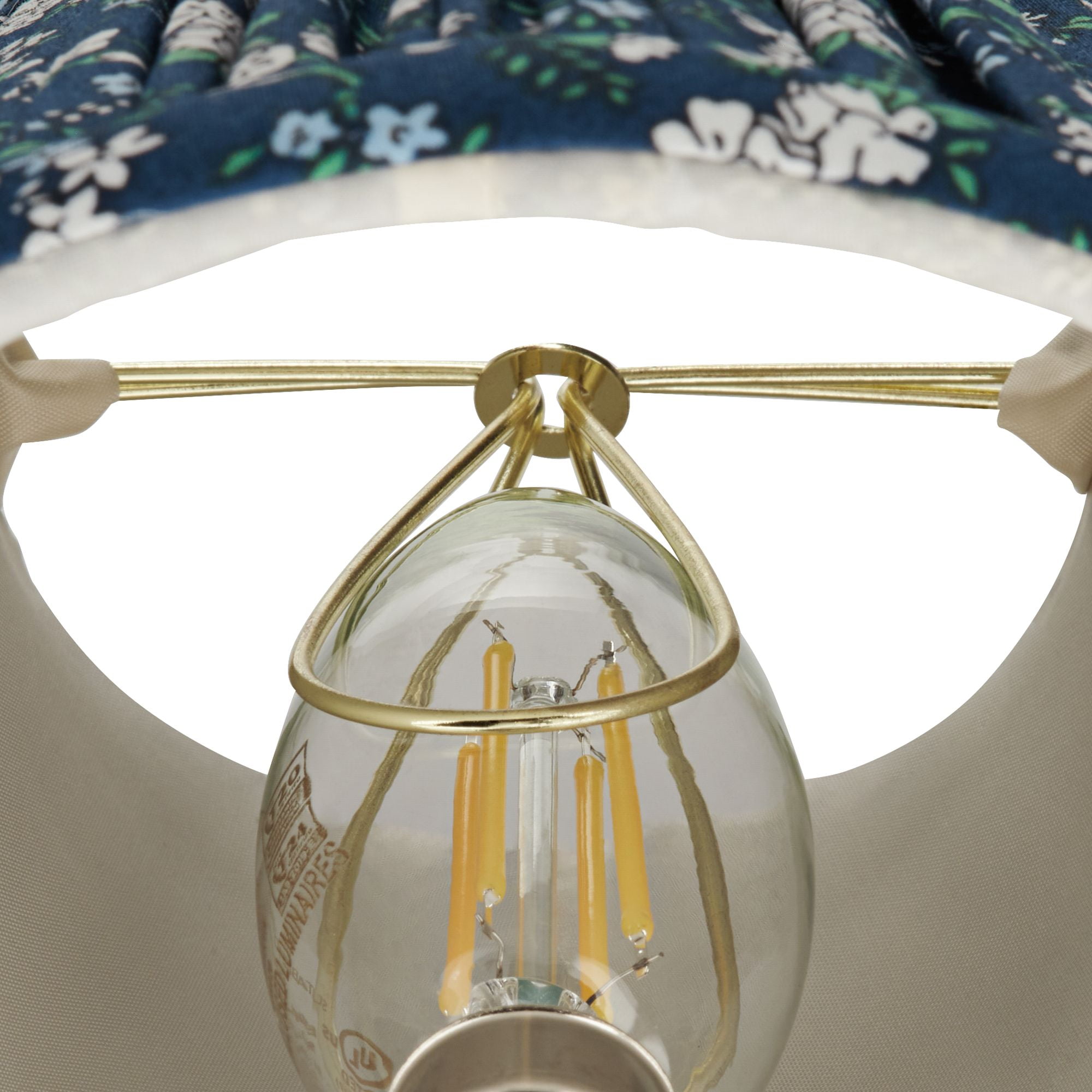 Springcrest 3 1/2" Top x 6" Bottom x 5" High x 5" Slant Print Lamp Shade Replacement Set of 4 Navy Blue Floral Clip On Candelabra