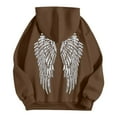 thumbnail image 6 of HOWPAY Angel Wings Hoodies for Women Printed Long Sleeve Casual Sweatshirt Kangaroo Pocket Drop Shoulder Loose Fit Fall Winter Outfits Clothes Coffee XXL, 6 of 8