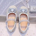 thumbnail image 6 of Krdevn Mary Jane Flat Shoes Rhinestone Strap Sparkly Bow Gem Floral Round Toe Low Heel Hook and Loop Formal Dress Shoes (Little Girls, Big Girls),7.5-8 Years, 6 of 7
