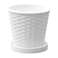 thumbnail image 2 of Aufmer Pot de Fleurs Rond en Plastique Imitation Bambou à Texture Tissée Style Naturel Apparence Lisse Paroi Extérieure pour Maison Bureau Intérieur Plante en Pot Verte Déco Culture, 2 of 6