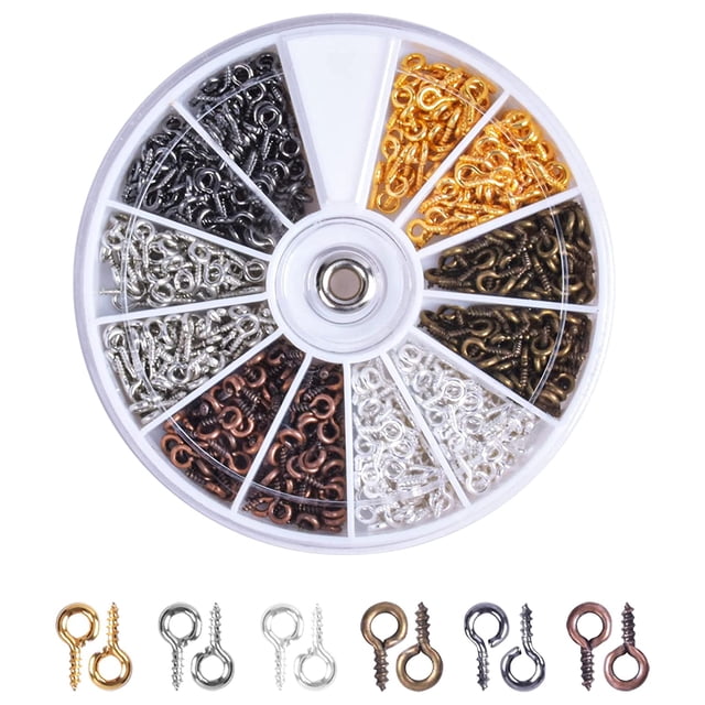Mini ganchos para ojos, 600 piezas de ganchos para ojos de tornillo, ganchos para ojos de tornillo, ganchos para ojos de tornillo de acero inoxidable para manualidades y fabricación de joyas |JUNJUN