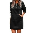 thumbnail image 3 of Elainilye Fashion Dresses for Women 2024 Sexy Solid Long Sleeve Hooded Dress Ladies Long Dress,Black, 3 of 8