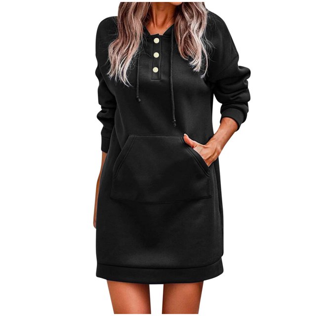 FcBaudy Robe à Capuche, Robes de Printemps pour Femmes, Robes pour Femmes Noël Unies Femmes Chandail à Capuche à Manches Longues Robe pour Dames Robe pour Femmes