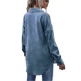 thumbnail image 4 of vigerkar Womens Long Sleeve Button Down Boyfriend Shirts Casual Shacket Jacket Coats (Blue, XL), 4 of 5