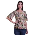 thumbnail image 2 of Moomaya Printed Round Neck Top For Women Elbow Sleeve Blouse Tunic Formal Wear, 2 of 5