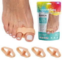 ZenToes Toe Separators with 2 Loops, Soft Gel Bunion Correctors, pack of 4, Beige