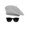 thumbnail image 1 of 1950s Beatnik Hipster Combo Kit Beret and Sunglass, Lt Grey, 1 of 1