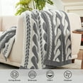 thumbnail image 4 of Amelie Home Reversible Soft Knit Throw – Plush Feather Yarn Blanket for Couch, Cable Gray 50"x60", 4 of 6