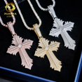 thumbnail image 3 of New Silver Inlaid Moissanite Hip-Hop Cross Pendant Classic Unisex Necklace Jewelry, 3 of 10