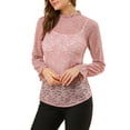 thumbnail image 1 of INSPIRE CHIC Women's Crochet Lace See Through Floral Ruffle Neck Blouse, 1 of 5
