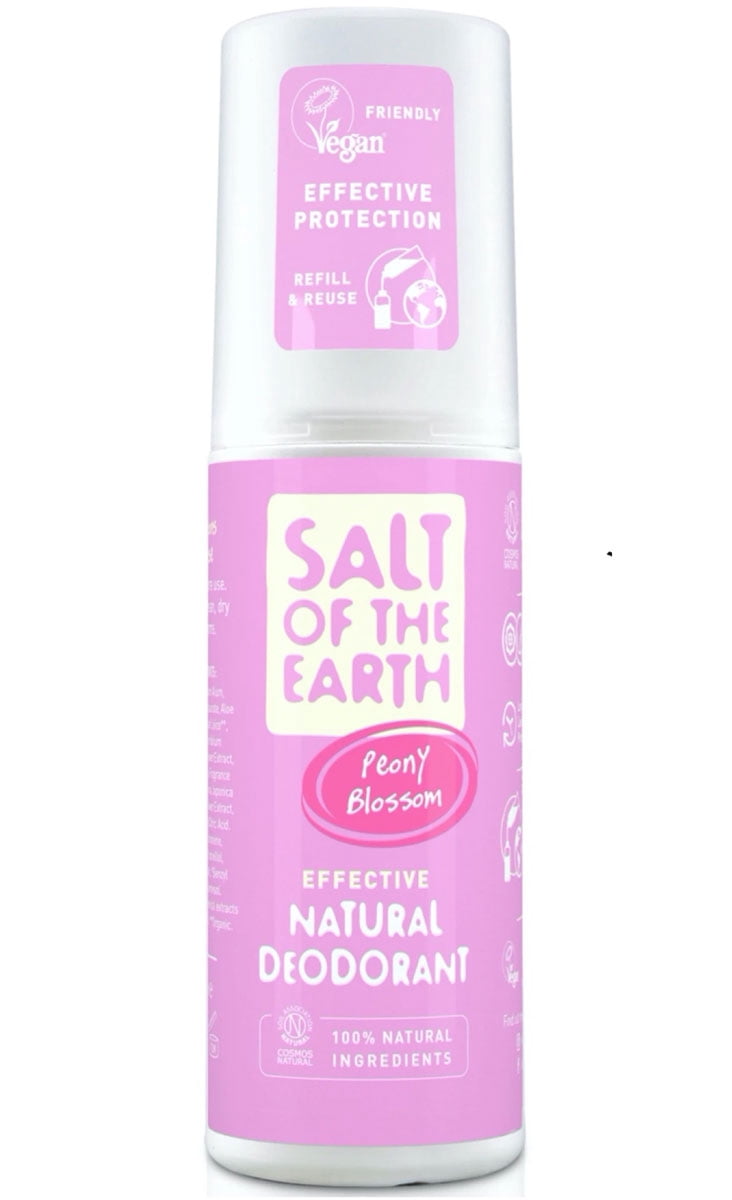 Salt of The Earth Peony Blossom Natural Deodorant Spray 100ml (Pack of 3)