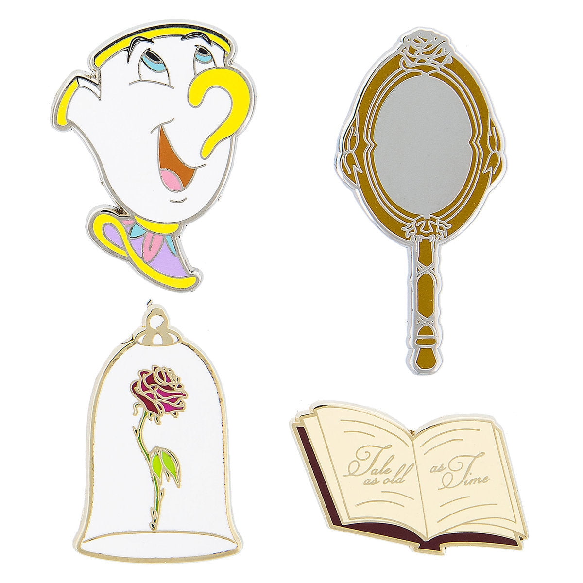 Disney Beauty and the Beast Pin Trading Flair Set Chip Enchanted