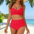 thumbnail image 2 of Zszcpp Tankinis Swimsuits For Women 2025 Bow Seaside Full Coverage V Neck Padded High Waisted Ruched Two Piece Swimsuit Sets Swimwear, 2 of 5