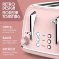 thumbnail image 2 of Mueller Retro Toaster 4 Slice with Extra Wide Slots Bagel, Defrost, Reheat, Cancel Function, 6 Browning Levels, Dual Independent Control Panel, Removable Crumb Tray and High Lift Lever, Pink, 2 of 5